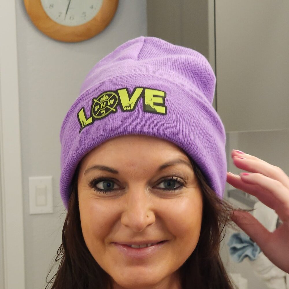 LOVE PNW Knit Cuffed Beanie in Lavender